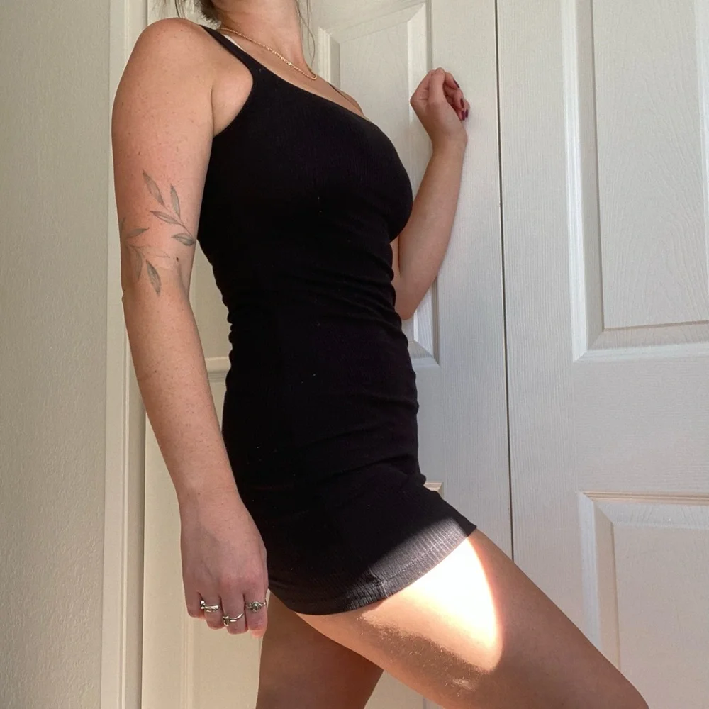 Black Ribbed Mini Dress - Picture 2 of 2